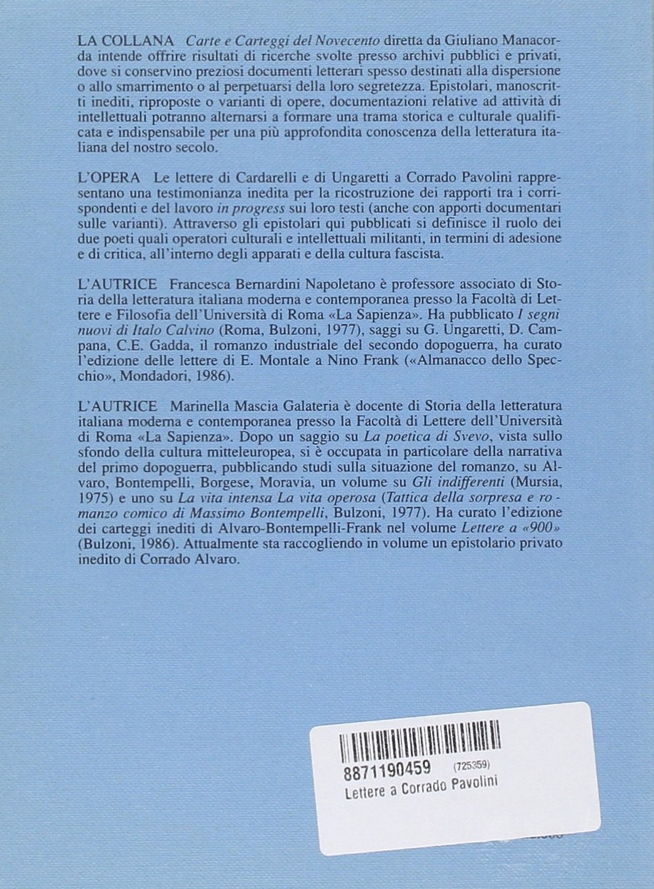 Lettere a Corrado Pavolini