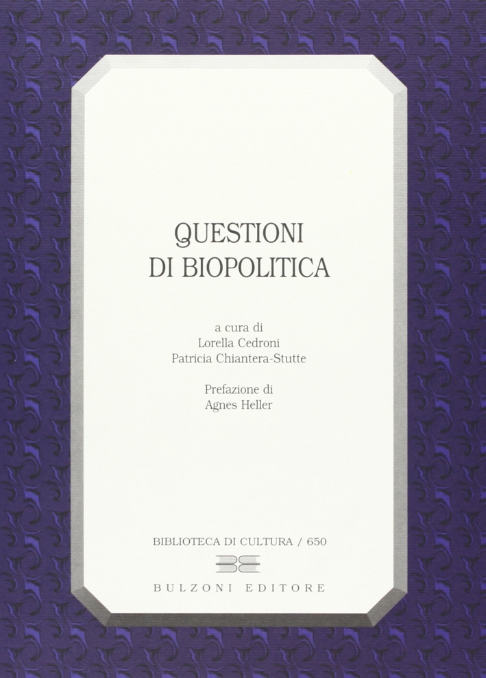 Questioni di biopolitica Questioni di biopolitica