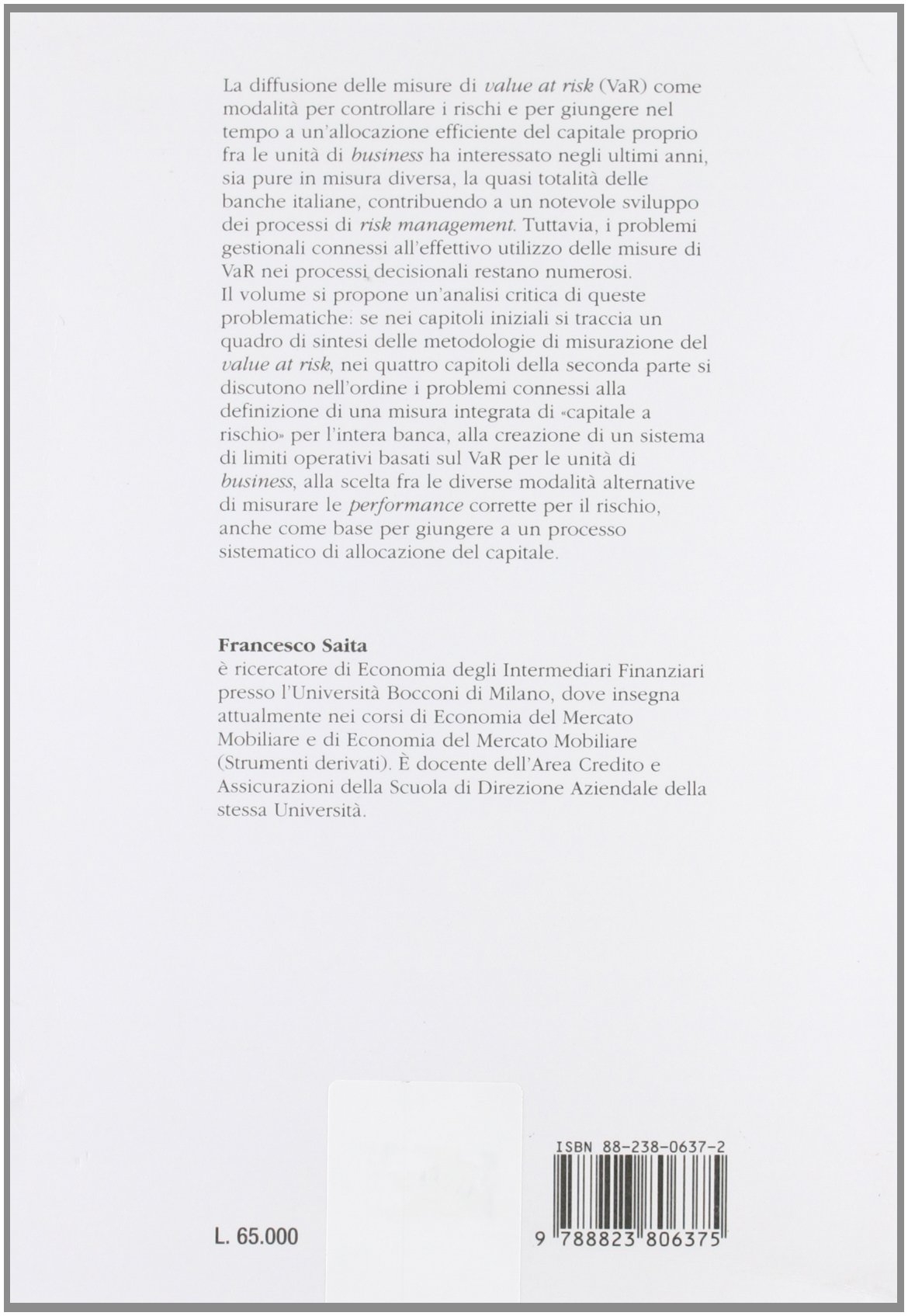 Il risk management in banca. Performance corrette per il rischio e allocazione del capitale