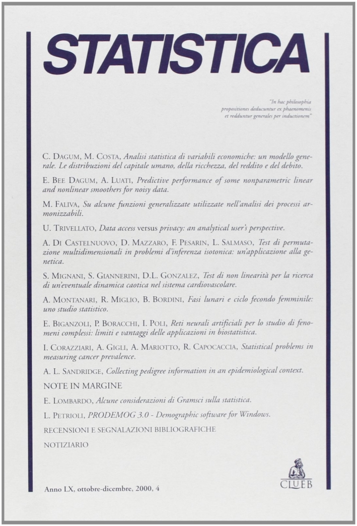 Statistica (2000). Vol. 4. Statistica (2000). Vol. 4.