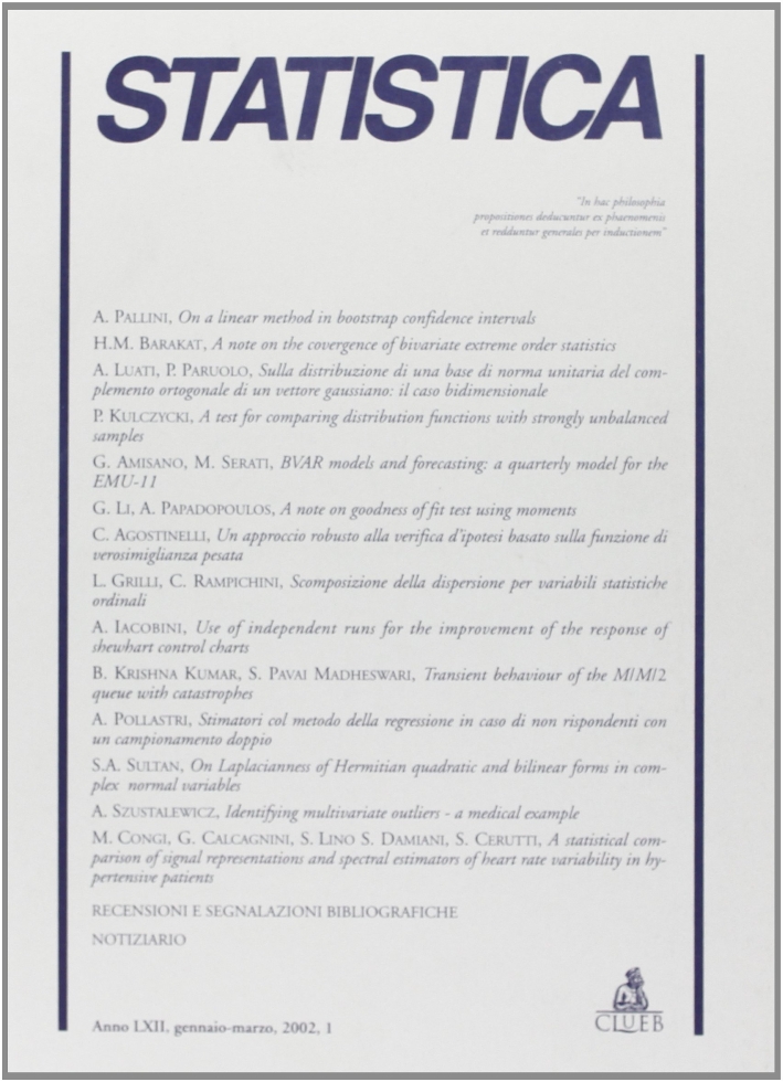 Statistica (2002). Vol. 1. Statistica (2002). Vol. 1.