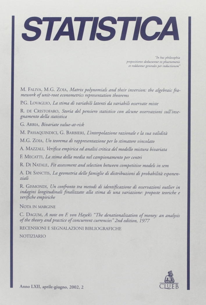 Statistica (2002). Vol. 2. Statistica (2002). Vol. 2.
