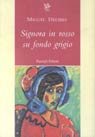 Signora in rosso su fondo grigio