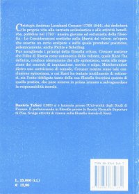 C. A. L. Creuzer. La discussione della dottrina di Kant alla fine del Settecento