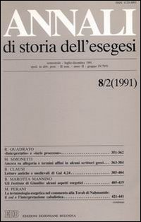 Annali di Storia dell'Esegesi. Vol. 8/2: 1991 Annali di Storia dell'Esegesi. Vol. 8/2: 1991