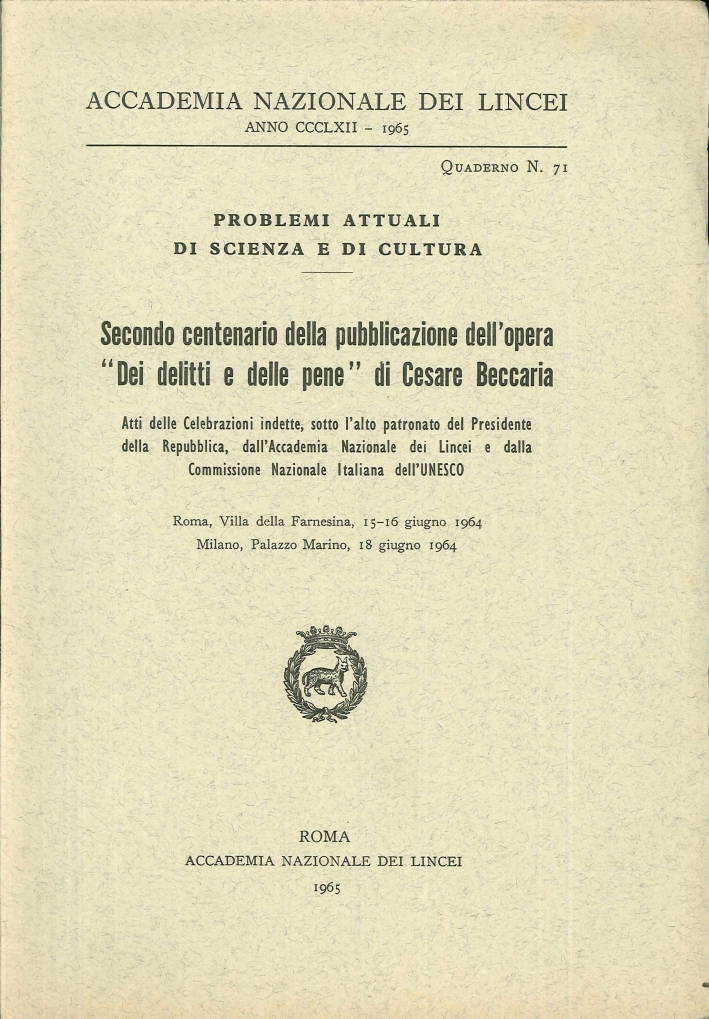 Secondo centenario della pubblicazione dell'opera Secondo centenario della pubblicazione dell'opera