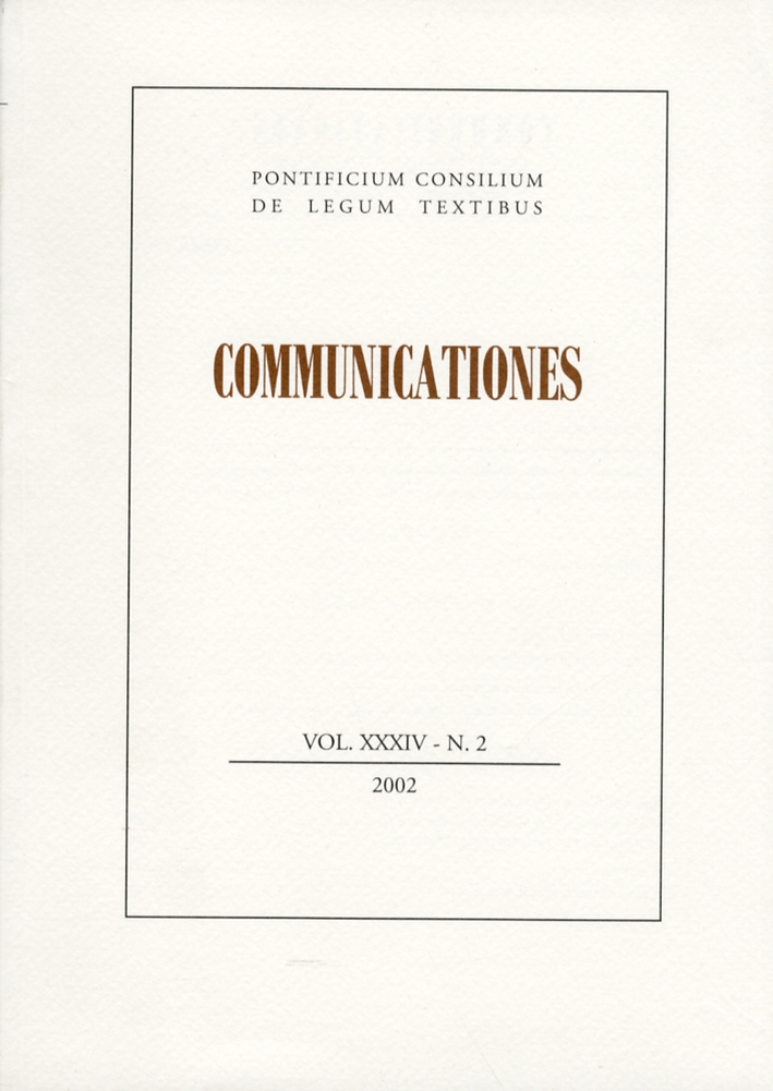 Communicationes XXXIV. 0001-0002. 2002 Communicationes XXXIV. 0001-0002. 2002