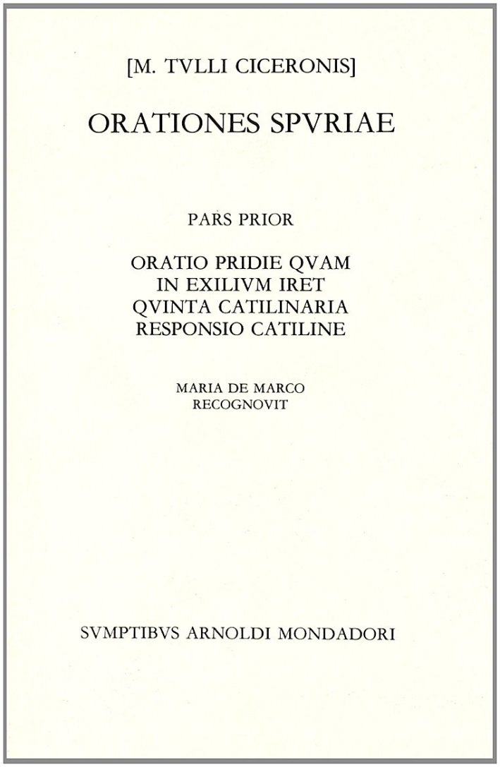 Orationes spuriae. Pars prior Orationes spuriae. Pars prior