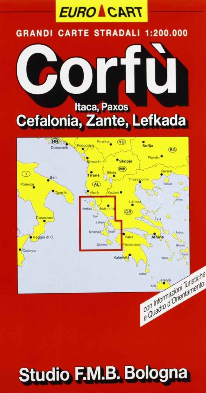 Corfù, Cefalonia, Zante. Carta stradale 1:200.000