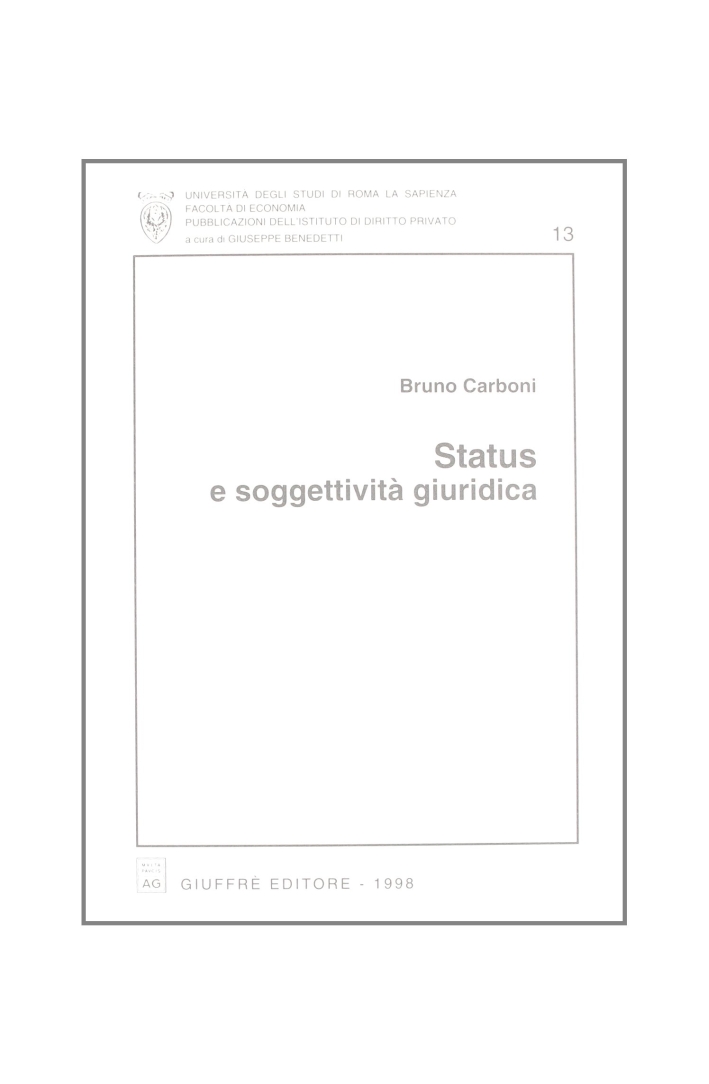 Status e soggettività giuridica Status e soggettività giuridica