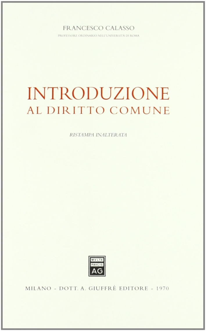 Introduzione al diritto comune Introduzione al diritto comune
