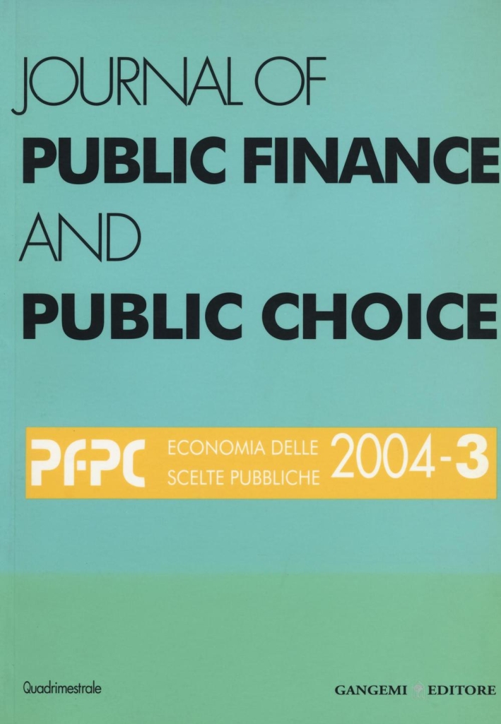 Journal of public finance and public choice. 3/2004 Journal of public finance and public choice. 3/2004
