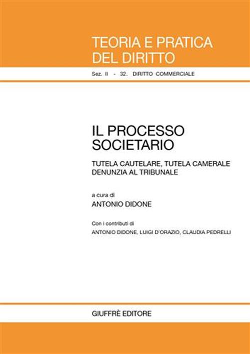Il processo societario. Tutela cautelare, tutela camerale denunzia al tribunale Il processo societario. Tutela cautelare, tutela camerale denunzia al tribunale
