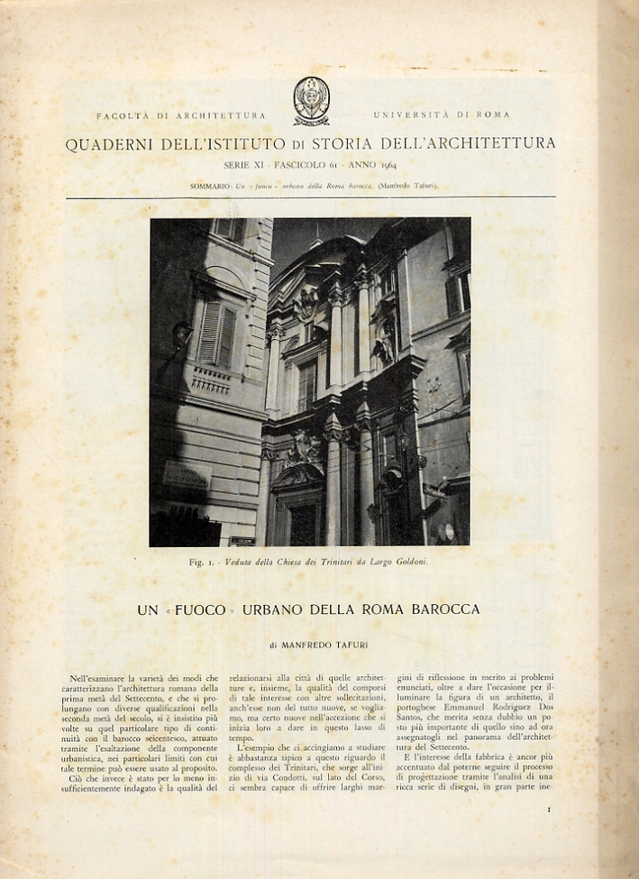 Quaderni dell'Istituto di Storia dell'Architettura. Serie XI. Fascicolo 61. Anno 1964. Un Quaderni dell'Istituto di Storia dell'Architettura. Serie XI. Fascicolo 61. Anno 1964. Un
