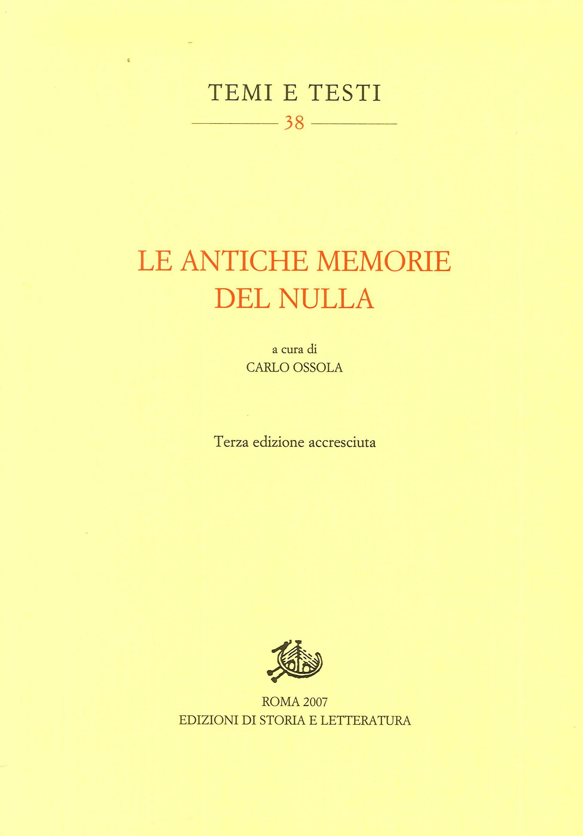 Le antiche memorie del nulla Le antiche memorie del nulla