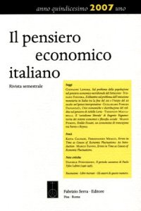 Il pensiero economico italiano. Sul problema della popolazione nel pensiero economico meridionale del Settecento.  XV. 2007. 1
