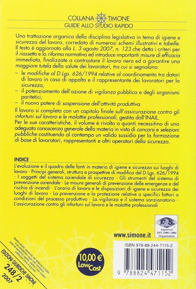 Elementi di igiene e sicurezza del lavoro Elementi di igiene e sicurezza del lavoro