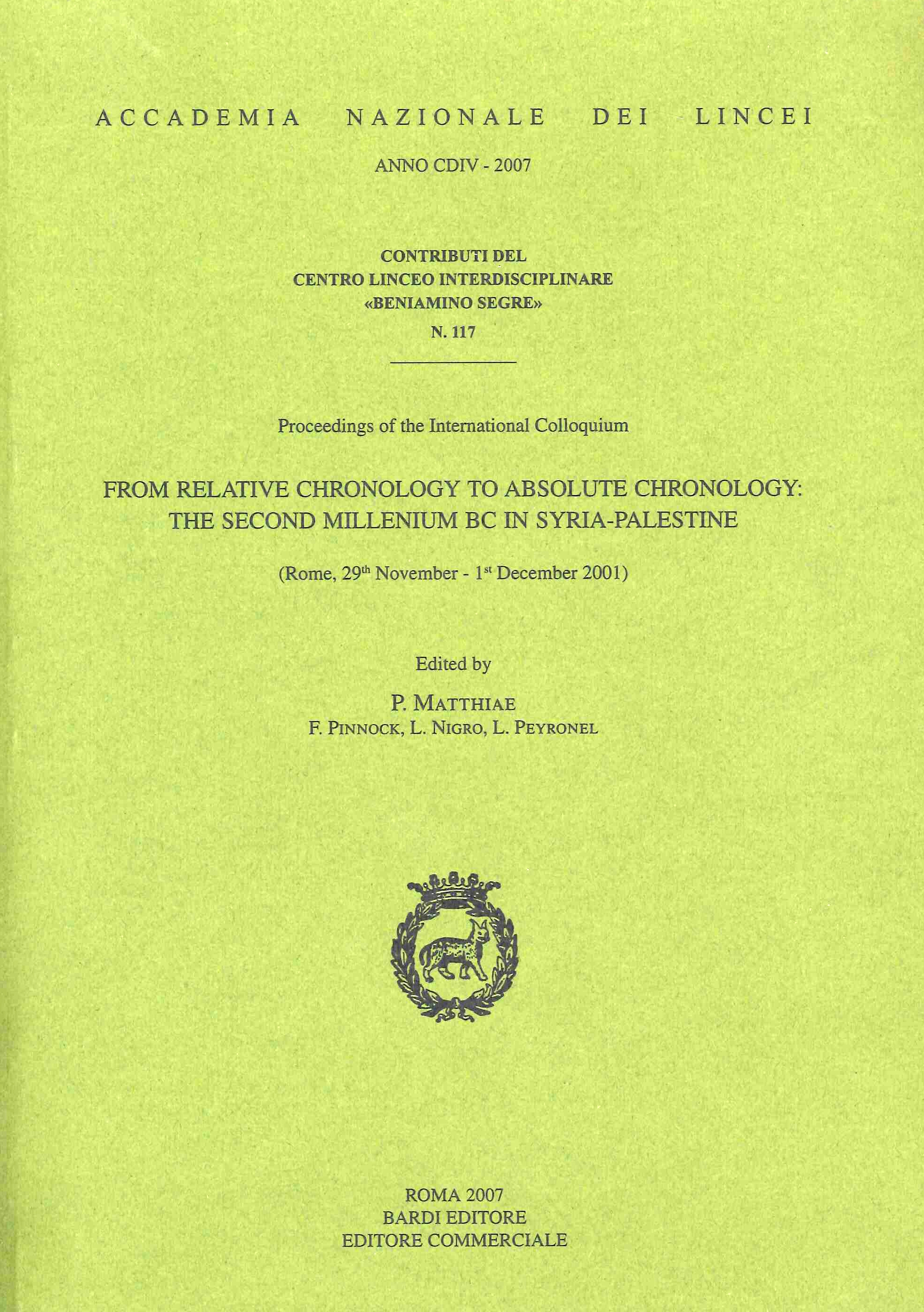 From relative chronology to absolute chronology. The second millenium BC in Syria-Palestina
