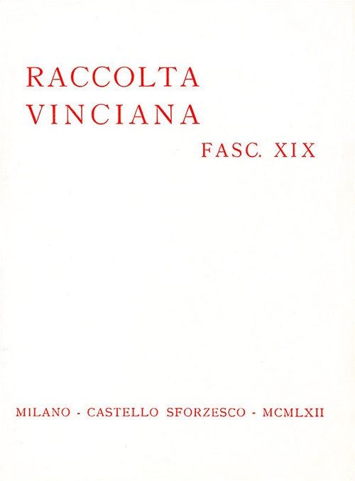 Raccolta Vinciana (1962). Vol. 19 Raccolta Vinciana (1962). Vol. 19