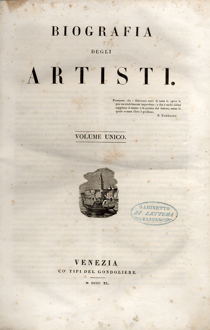 Biografia degli Artisti. Volume Unico Biografia degli Artisti. Volume Unico