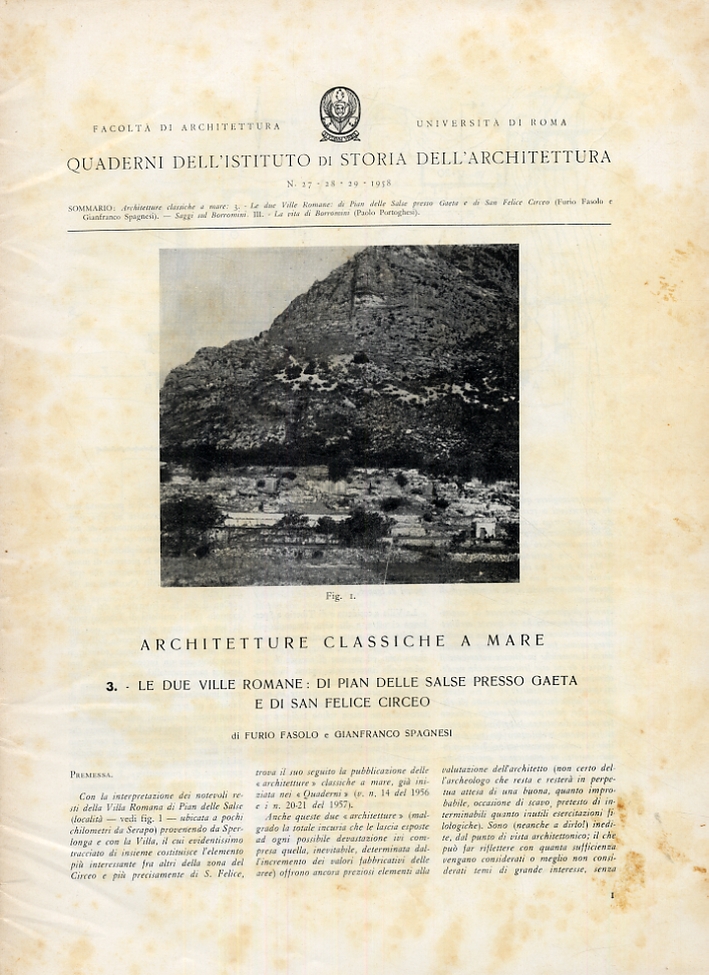 Quaderni dell'Istituto di Storia dell'Architettura. 27-28-29. 1958. Architetture classiche a mare. Quaderni dell'Istituto di Storia dell'Architettura. 27-28-29. 1958. Architetture classiche a mare.