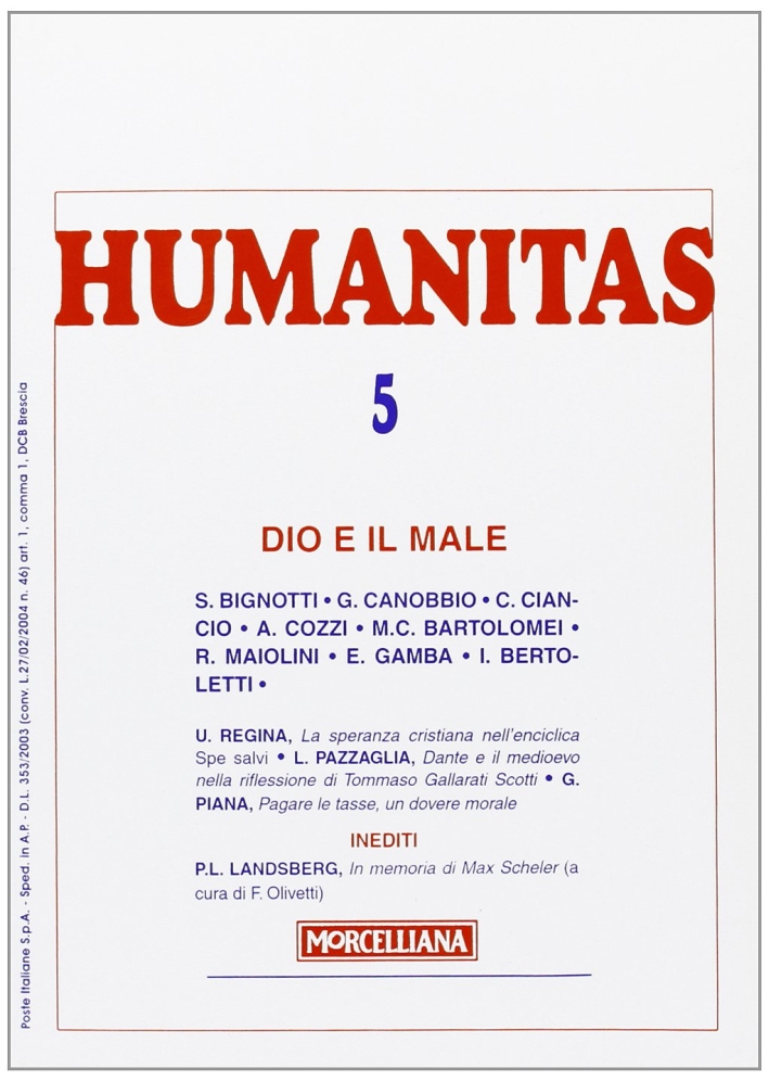 Humanitas (2008). Vol. 5: Dio e il male Humanitas (2008). Vol. 5: Dio e il male