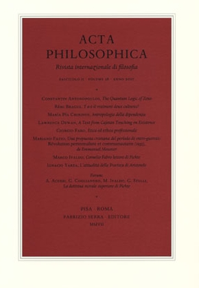 Acta Philosophica. Rivista Internazionale di Filosofia. I. 18. 2009