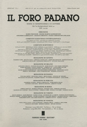 Il Foro Padano. Rivista di giurisprudenza e di dottrina. 63. 3/4. 2007