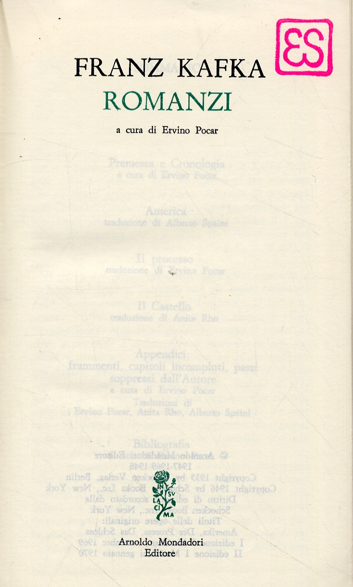 Franz Kafka. Romanzi Franz Kafka. Romanzi