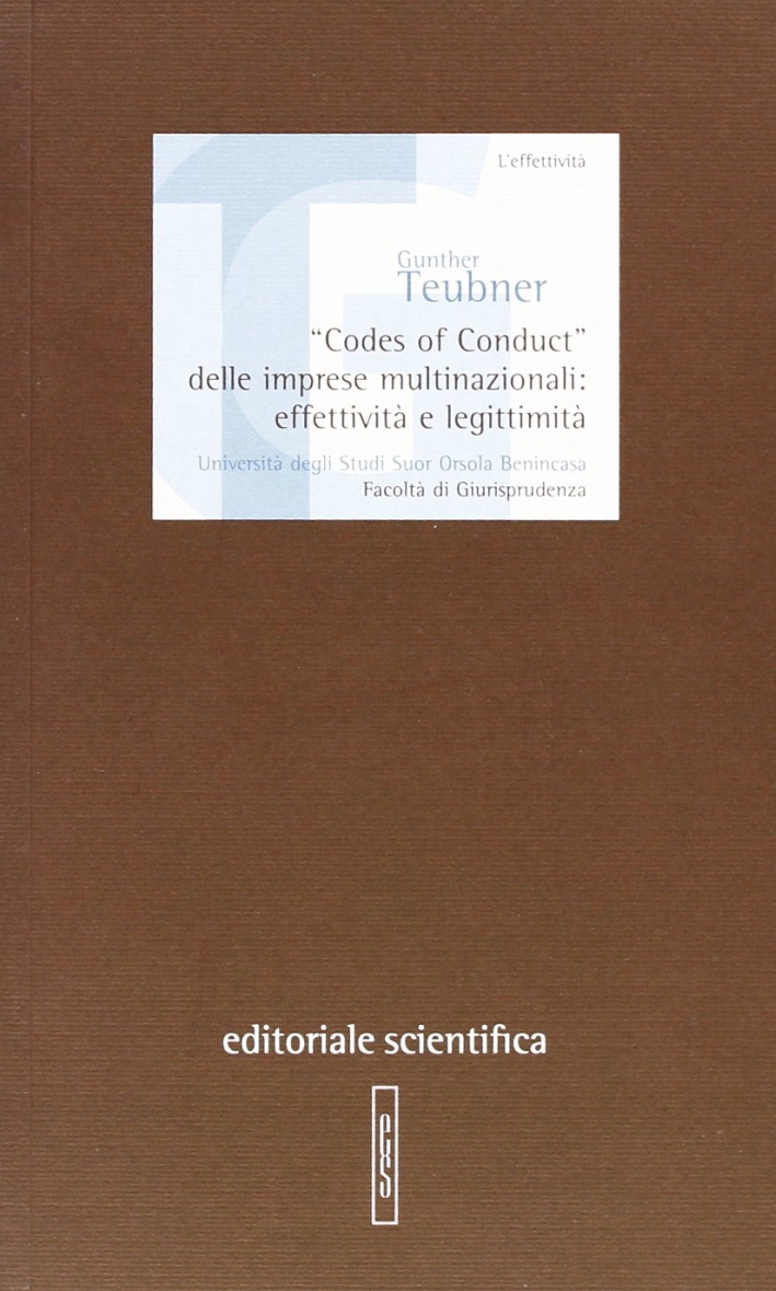 «Codes of conduct» delle imprese multinazionali: effettività e legittimità «Codes of conduct» delle imprese multinazionali: effettività e legittimità