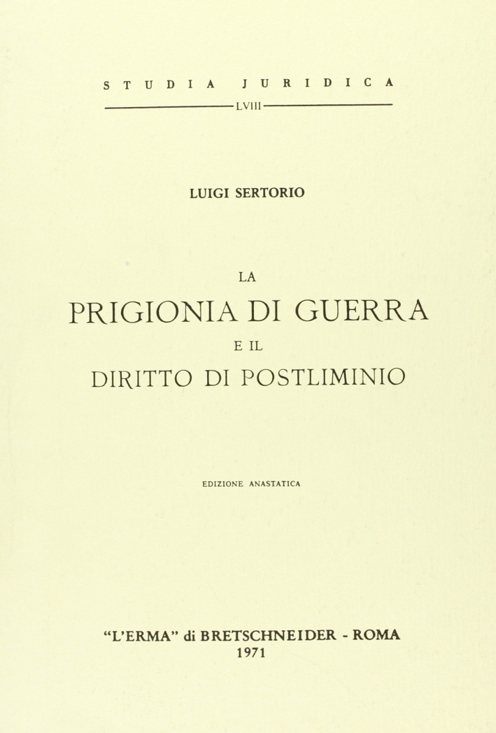 La prigionia di guerra e il diritto di postliminio (1915)