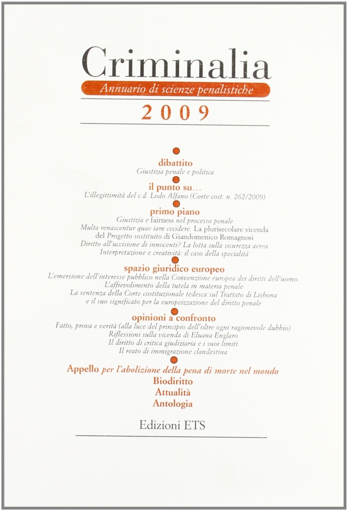 Criminalia. Annuario di scienze penalistiche (2009) Criminalia. Annuario di scienze penalistiche (2009)