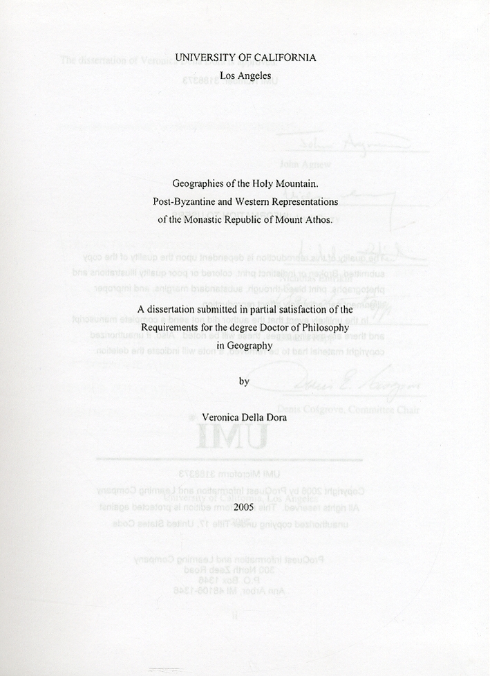 Geographies of the Holy mountain. Post-Byzantine and Western Representations of the Monastic Republic of Mount Athos Geographies of the Holy mountain. Post-Byzantine and Western Representations of the Monastic Republic of Mount Athos