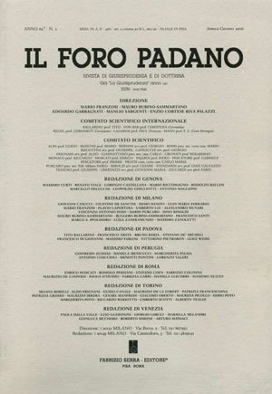 Il Foro Padano. Rivista di giurisprudenza e di dottrina. 66. 1. 2010 Il Foro Padano. Rivista di giurisprudenza e di dottrina. 66. 1. 2010