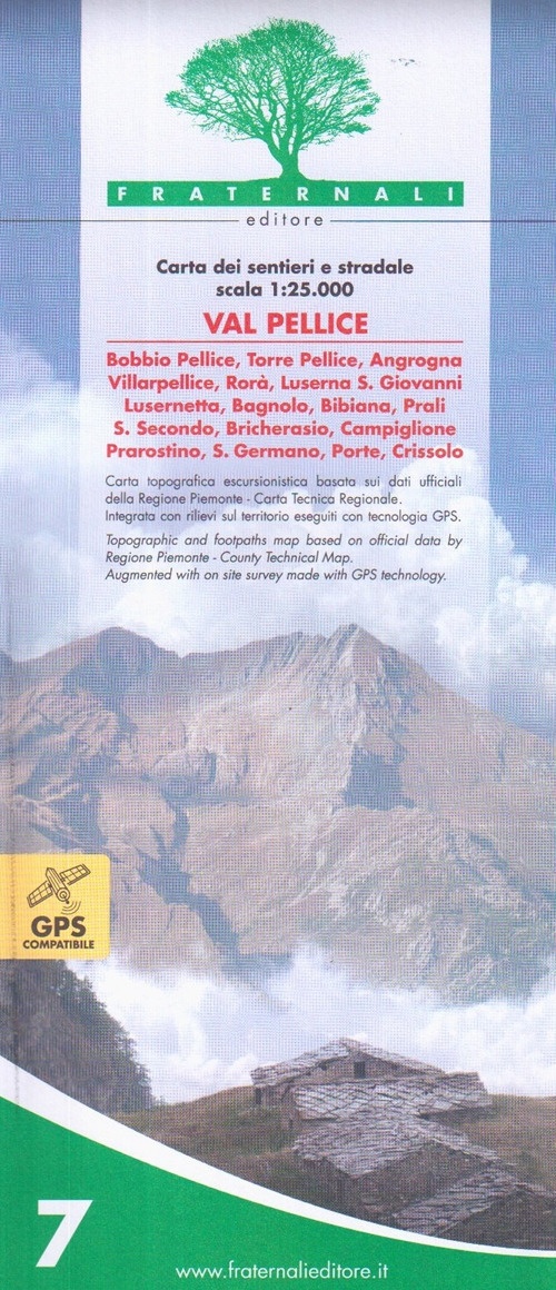 Carta n. 7. Val Pellice. Carta dei sentieri e stradale 1:25.000 Carta n. 7. Val Pellice. Carta dei sentieri e stradale 1:25.000