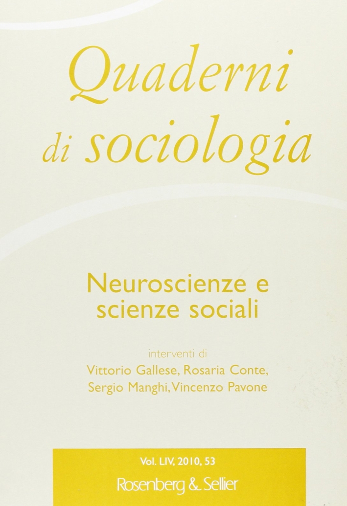 Quaderni di sociologia. Vol. 53 Quaderni di sociologia. Vol. 53