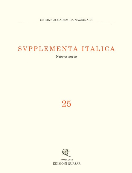 Supplementa italica. Vol. 25 Supplementa italica. Vol. 25