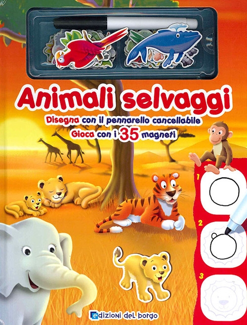 Animali selvaggi. Disegna con il pennarello cancellabile. Gioca con i 35 magneti. Ediz. illustrata Animali selvaggi. Disegna con il pennarello cancellabile. Gioca con i 35 magneti. Ediz. illustrata
