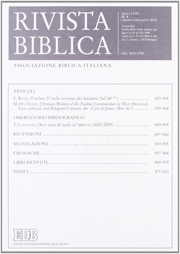 Rivista biblica (2010). Vol. 4 Rivista biblica (2010). Vol. 4