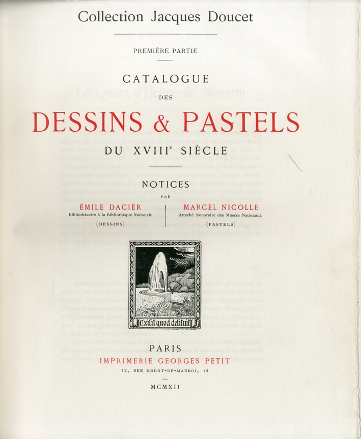Catalogue des Dessins & Pastels du XVIII Siecle Catalogue des Dessins & Pastels du XVIII Siecle