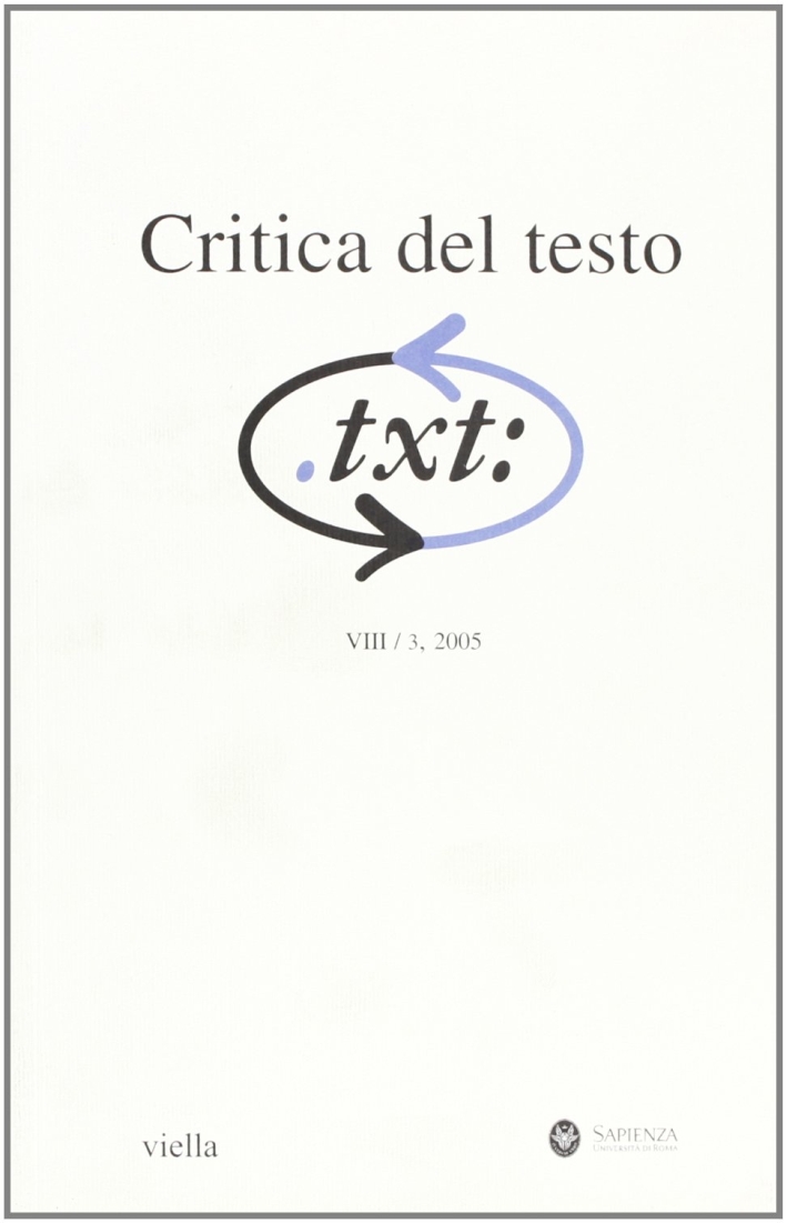 Critica del testo. Vol. 8/3 Critica del testo. Vol. 8/3
