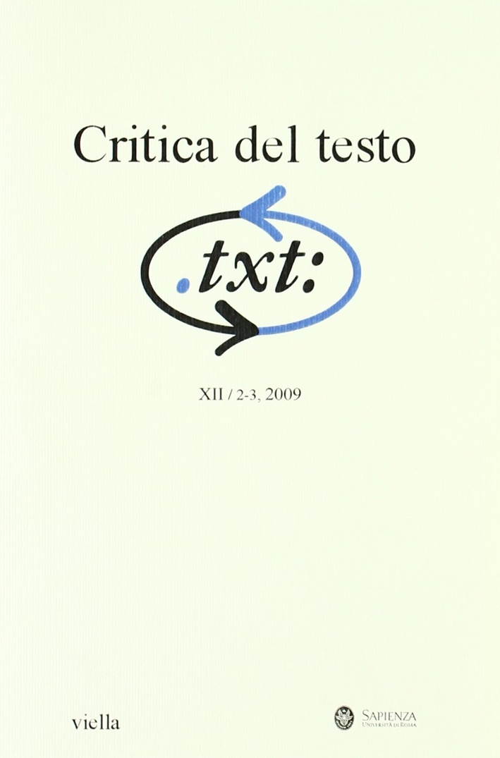 Critica del testo. Vol. 12: Vol. 2-3 Critica del testo. Vol. 12: Vol. 2-3