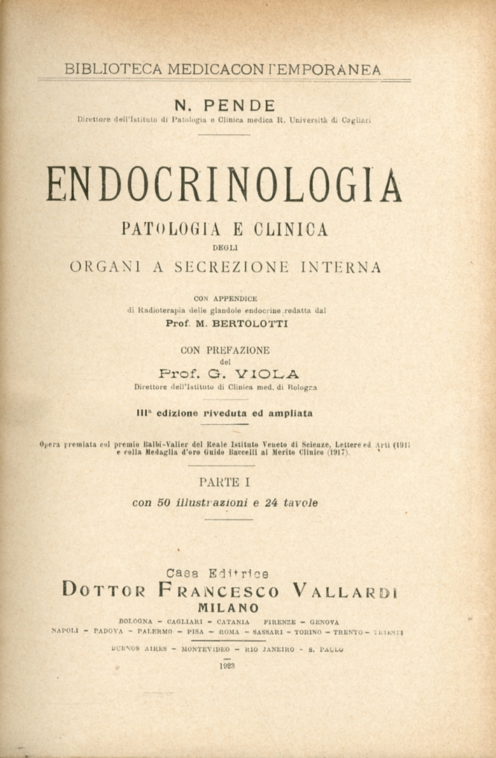 Endocrinologia, Patologia e Clinica degli Organi a Secrezione Interna Endocrinologia, Patologia e Clinica degli Organi a Secrezione Interna