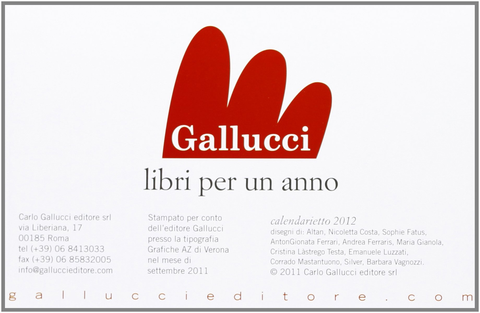 2012. Calendarietto 2012. Calendarietto