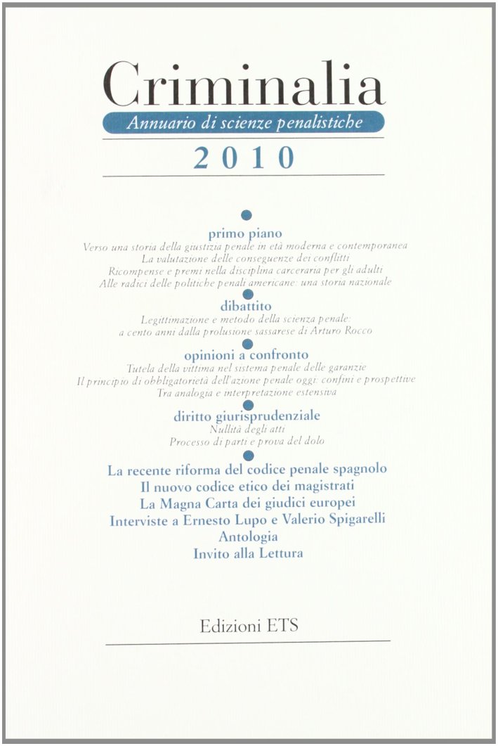 Criminalia. Annuario di scienze penalistiche. Vol. 5 Criminalia. Annuario di scienze penalistiche. Vol. 5