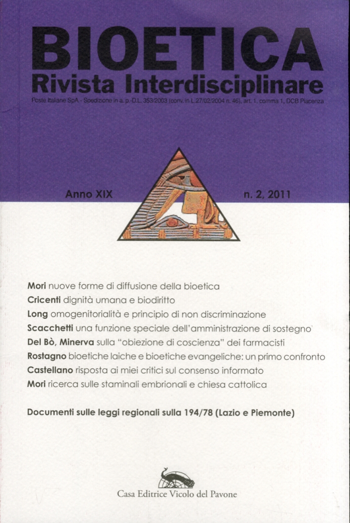 Bioetica. Rivista Interdisciplinare. Anno XIX. 2 Bioetica. Rivista Interdisciplinare. Anno XIX. 2