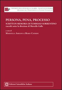 Persona, pena, processo. Scritti in memoria di Tommaso Sorrentino, raccolti sotto la direzione di Marcello Gallo Persona, pena, processo. Scritti in memoria di Tommaso Sorrentino, raccolti sotto la direzione di Marcello Gallo