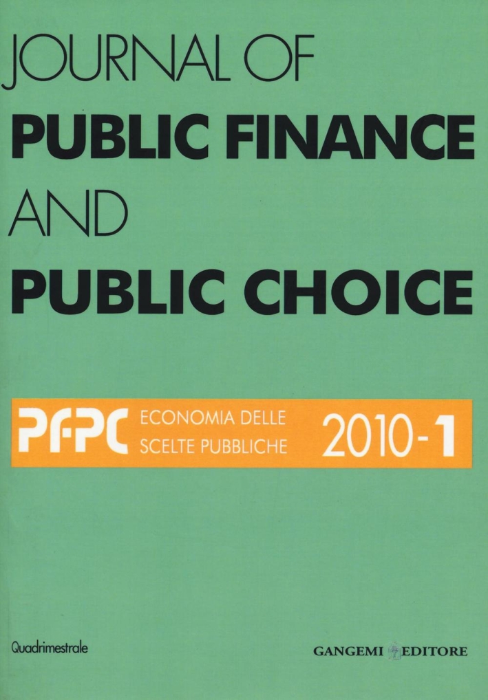 Journal of Public Finance and Public Choice. 1/2010 Journal of Public Finance and Public Choice. 1/2010
