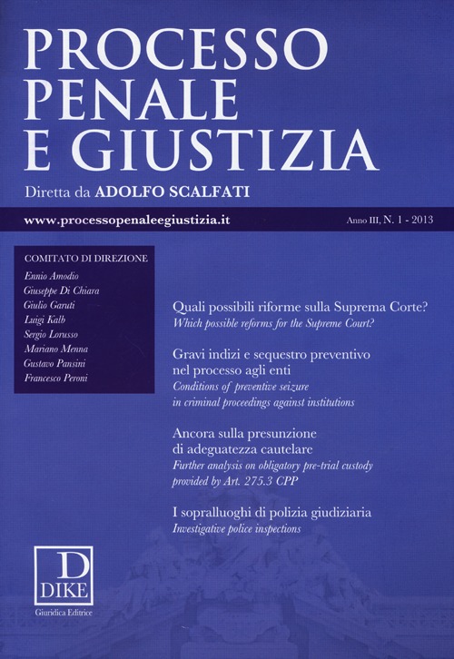 Processo penale e giustizia (2013). Vol. 1 Processo penale e giustizia (2013). Vol. 1