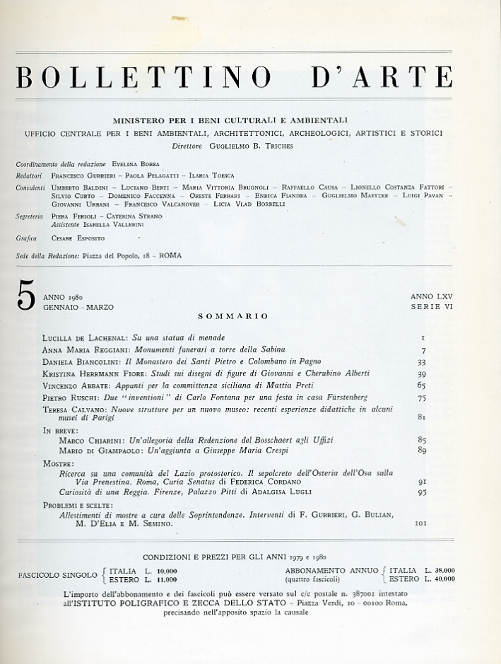 Bollettino d'Arte 1980 5-8 Gennaio Marzo Bollettino d'Arte 1980 5-8 Gennaio Marzo